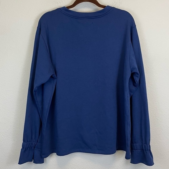 Ban.do Ruffle Sleeve Crew Neck Pullover Sweatshirt Blue Size 2X - Picture 5 of 7